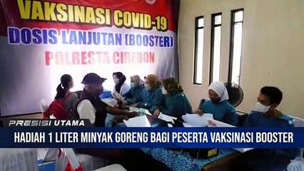 Polresta Cirebon Gelar Vaksinasi Booster dengan Hadiah satu liter minyak goreng kemasan premium