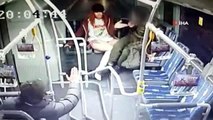 Son dakika haber... Metrobüste taciz iddiasına kadından tekme tokat dayak kamerada