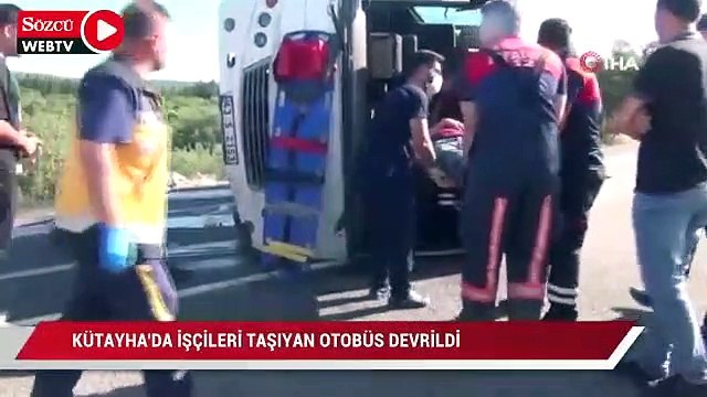 Kütahya'da işçileri taşıyan otobüs devrildi: 11 kişi yaralandı