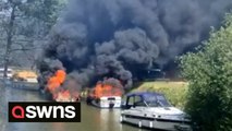 Two people treated for burns after several boats catch fire in marina