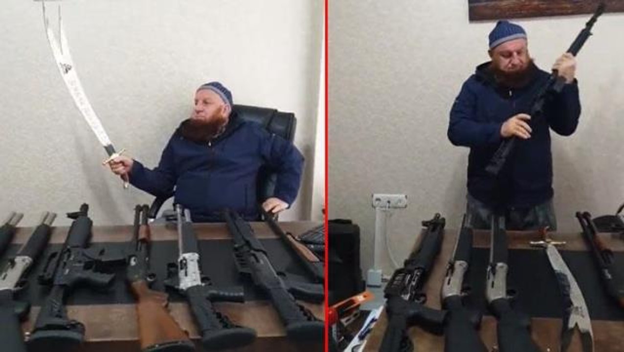 Uzun namlulu silah ve kılıçlarla görüntü paylaşan şahıs gözaltına alınıp serbest bırakıldı