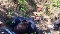 5 metrelik kuyuya düşen köpek yavrusu böyle kurtarıldı