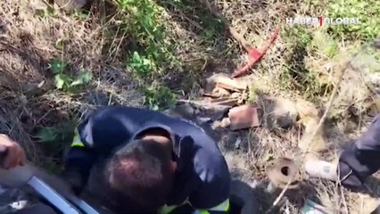 5 metrelik kuyuya düşen köpek yavrusu böyle kurtarıldı