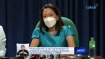 Hindi pagtutok sa isyu ng korapsyon at problema sa pagkain, pinuna ng Senate minority bloc sa SONA ni PBBM | Saksi