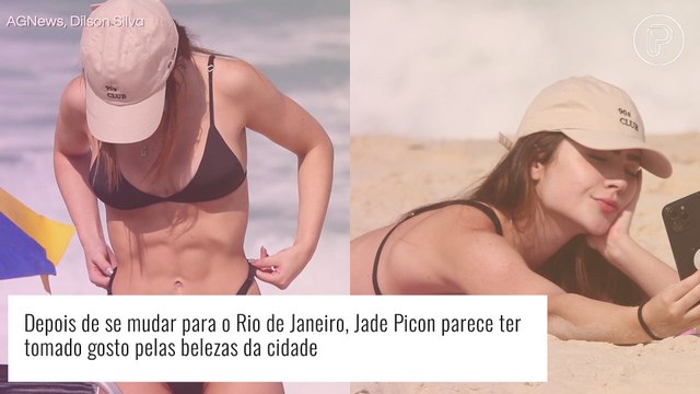 Jade Picon vai à praia pelo segundo dia seguido e renova o bronzeado de bumbum para cima. Fotos!