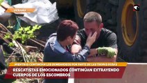 Rescatistas emocionados continúan extrayendo cuerpos de los escombros