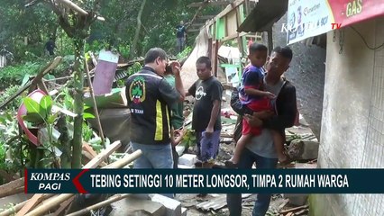 Download Video: Diguyur Hujan Deras Selama 3 Hari, Tebing Setinggi 10 Meter Longsor & Timpa 2 Rumah Warga di Bogor