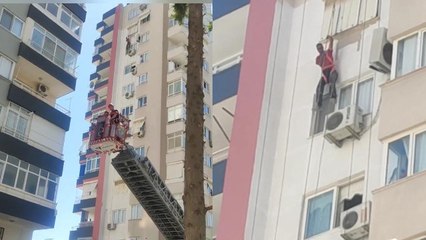 Boya yapan işçiyi emniyet kemeri kurtardı