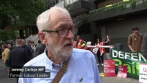 Jeremy Corbyn joins picket at London Euston station