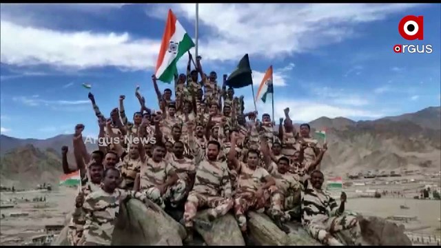 ITBP Troops Wave The 'Tiranga' At 12,000 Feet in View of The 'Azadi Ka Amrit Mahotsav' Celebrations