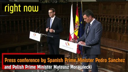 Press conference by Pedro Sánchez and Mateusz Morawiecki.