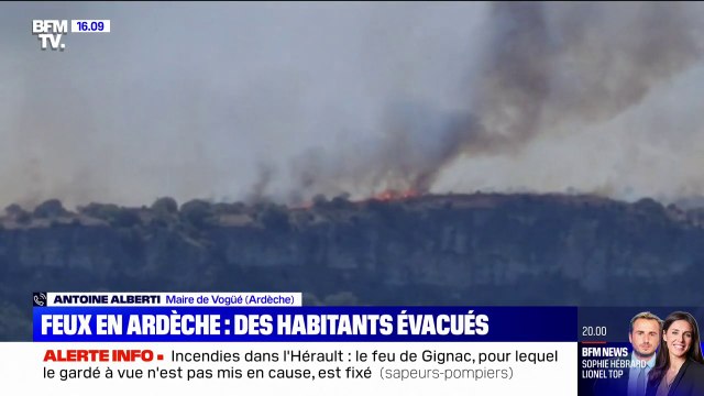 Incendies en Ardèche: Le haut du village a été évacué par prévention annonce Antoine Alberti, maire de Vogüé (Ardèche)