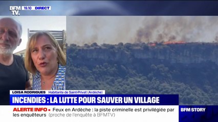 Incendies en Ardèche: "je suis sur ma terrasse et je vois que cela brûle toujours au niveau de Lussas", témoigne une habitante