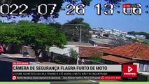Câmera de segurança flagra furto de motocicleta em Apucarana