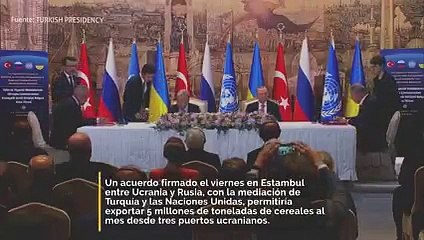 Descargar video: Acuerdo entre Ucrania y Rusia para permitir 5 millones de toneladas de exportaciones de granos