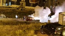 Sinop'ta hafif ticari araç alev alev yandı