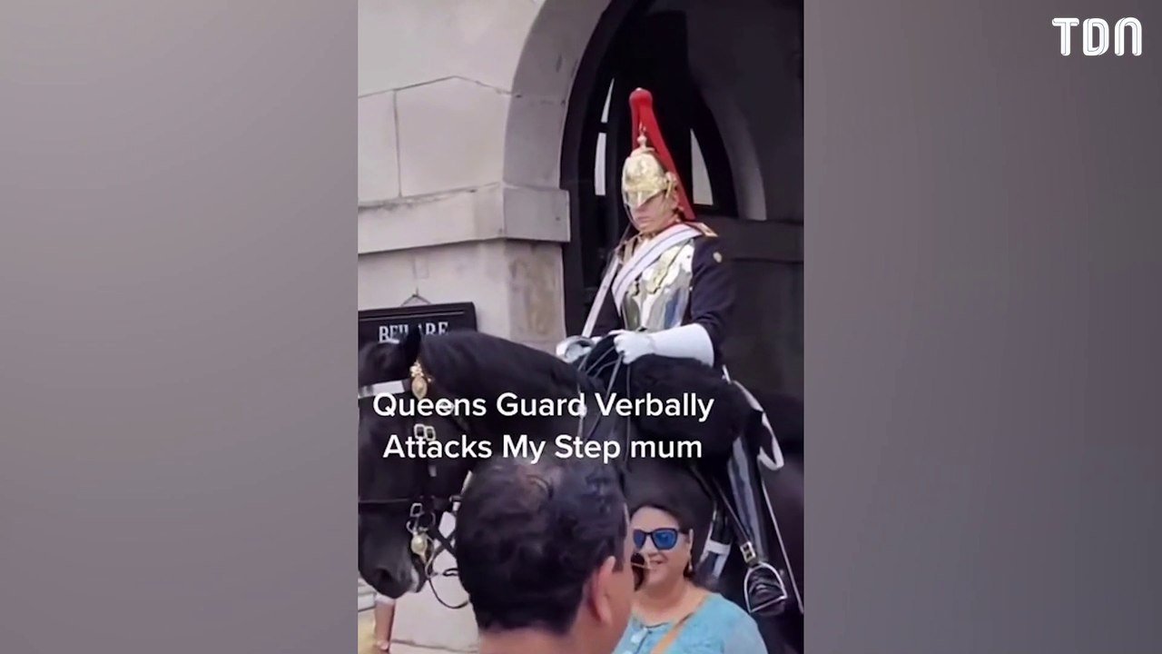 Ce garde royal n'a pas du tout apprécié qu'on touche son cheval et hurle sur les gens !