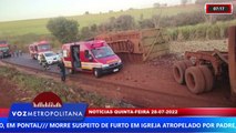 MOTORISTA MORRE APÓS SER ARREMESSADO DE CAMINHÃO CANAVIEIRO, EM PONTAL