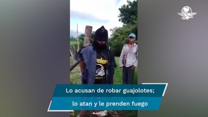 Intentan linchar a presunto ladrón de guajolotes en Chiapas; le prendieron fuego