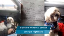 Hombre abandona a su perro viejito en un taxi con una carta de instrucciones