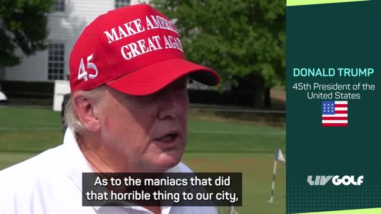 Trump brushes away 9/11 protests as LIV pro-am gets underway
