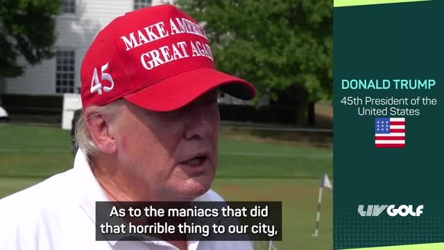 Trump brushes away 9/11 protests as LIV pro-am gets underway
