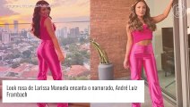 Larissa Manoela aposta em look com estética Barbiecore e encanta o namorado, André Luiz Frambach