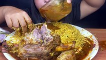 HUGE MUTTON LEG PIECE WITH BASANTI PULAO AND SPICY CURRY - BIG BITES MUKBANG - FOOD EATING VIDEOS