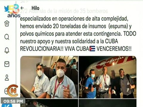 Bomberos y técnicos de PDVSA viajan a Cuba para apoyar labores de extinción del incendio en Matanzas
