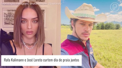 Rafa Kalimann curte dia de praia com José Loreto e Bella, filha do ator com Débora Nascimento. Fotos!