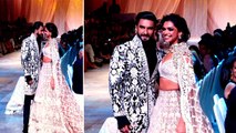 Deepika Padukone-Ranveer Singh का Ramp पर सबके बीच Kiss, Royal Look में दोनों आए नजर, Video Viral!
