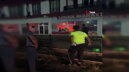 Çıkan yangında marketi küle dönmekten böyle kurtardılar