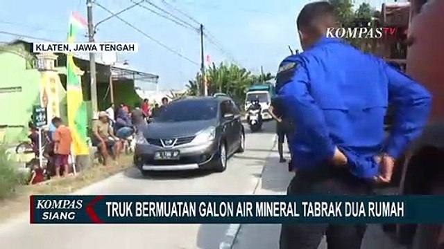 Truk Pengangkut Air Mineral Tabrak 2 Rumah di Klaten, 1 Orang Terluka dan 1 Mobil Pikap Ringsek!