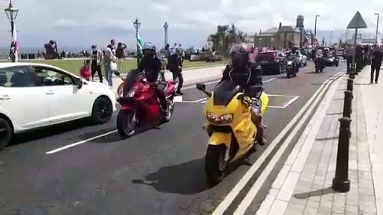 Bikers take part in the Rolling Thunder procession in Seaham