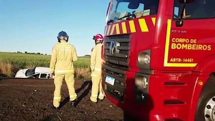 Capotamento é registrado na PR-180 em Cascavel