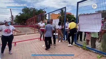 Largas filas en el Pirata Fuente por elección interna de Morena