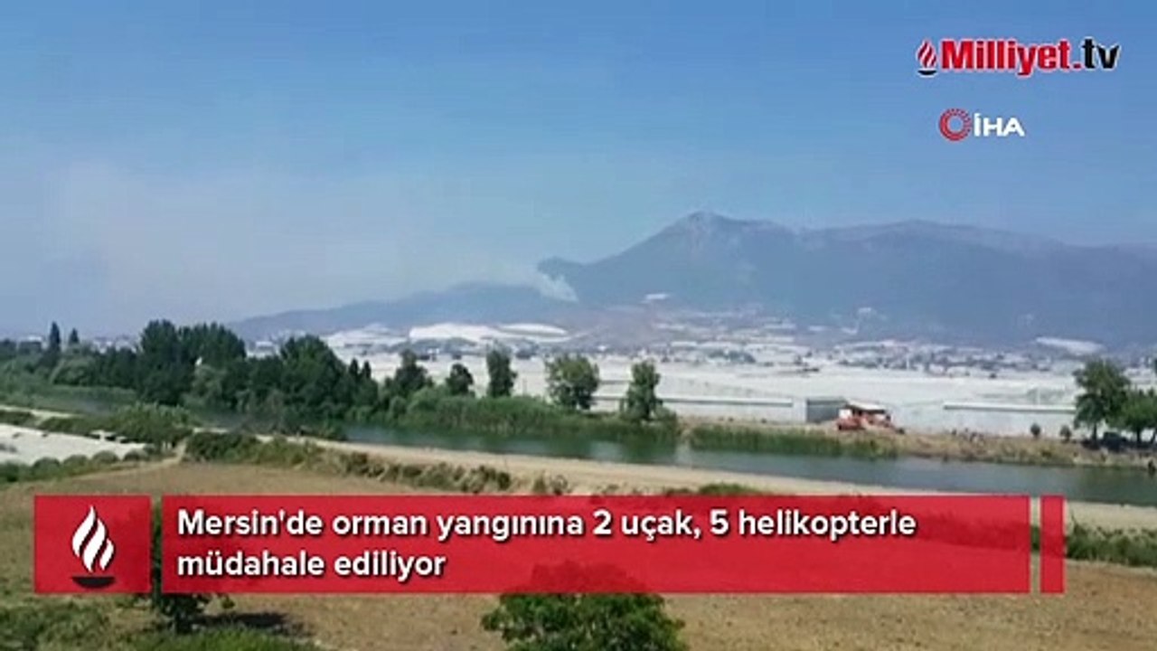 Mersin'de orman yangınına 2 uçak, 5 helikopterle müdahale ediliyor