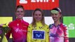 Tour de France Femmes 2022 - Le podium du Tour : Annemiek van Vleuten 1ère, Demi Vollering 2e, Katarzyna Niewiadoma 3e