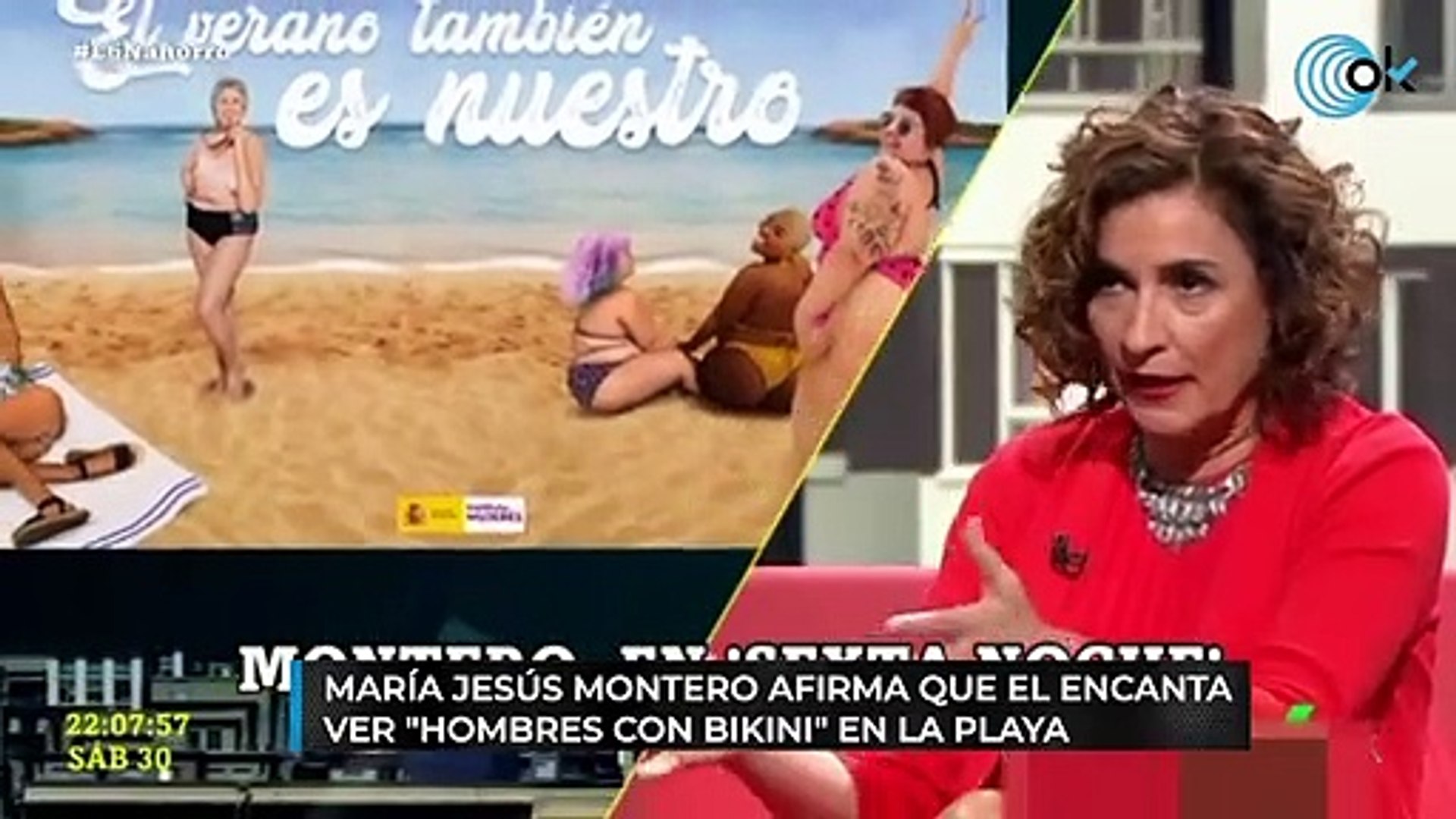 María Jesús Montero afirma que le encanta ver "hombres con bikini" en la  playa - Vídeo Dailymotion