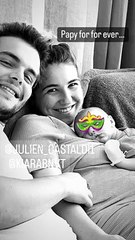 Simon Castaldi et sa compagne Kiara avec leur fils Elio.