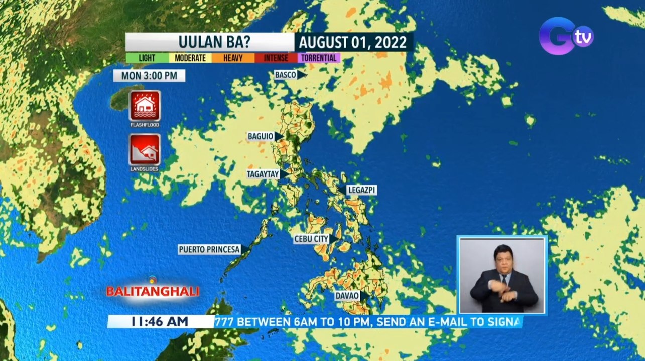 Weather update as of 11:46 AM (August 1, 2022) | BT