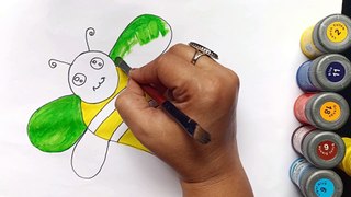 Honey Bee l Drawing and Coloring Honey Bee Step By Step l Kids Drawing Video l Drawing Coloring Art
