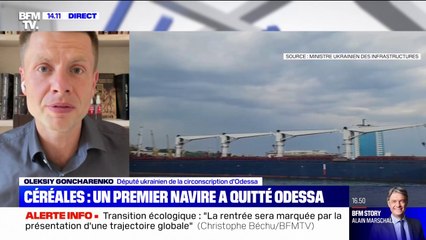 Ukraine: pour ce député d'Odessa, le départ du premier navire céréalier est "la fête de la libération de la mer Noire"