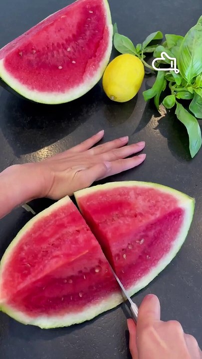 Sorbet basilic, pastèque, citron