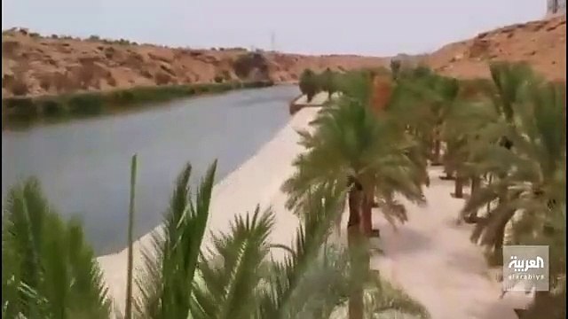 لقطات جوية لارتفاع منسوب المياه في منتزه سد وادي نمار بمدينة الرياض بعد الأمطار الغزيرة التي شهدتها العاصمة يوم أمس - عبر - @H_alsufayan