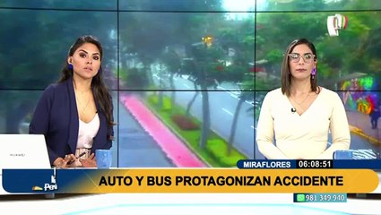 Choque en Miraflores:  bus de Corredor Azul y automóvil particular protagonizaron accidente