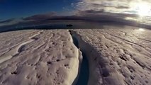 Greenland Glacier Calving, Tsunami Waves and Icebergs Drone Shooting