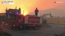 تلاش آتش‌نشان‌های پرتغالی برای خاموش کردن آتش‌سوزی جنگلی در شمال لیسبون