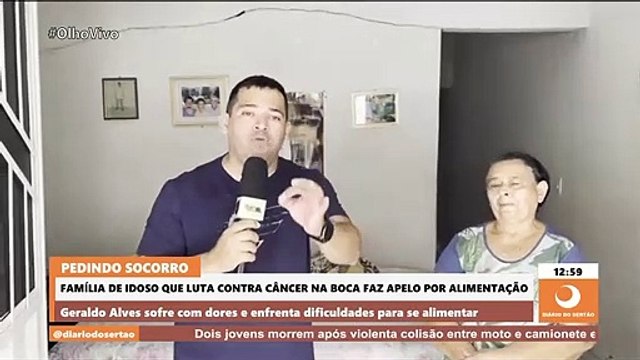 Família de idoso que luta contra câncer na boca em Pombal faz apelo por alimentos e medicação