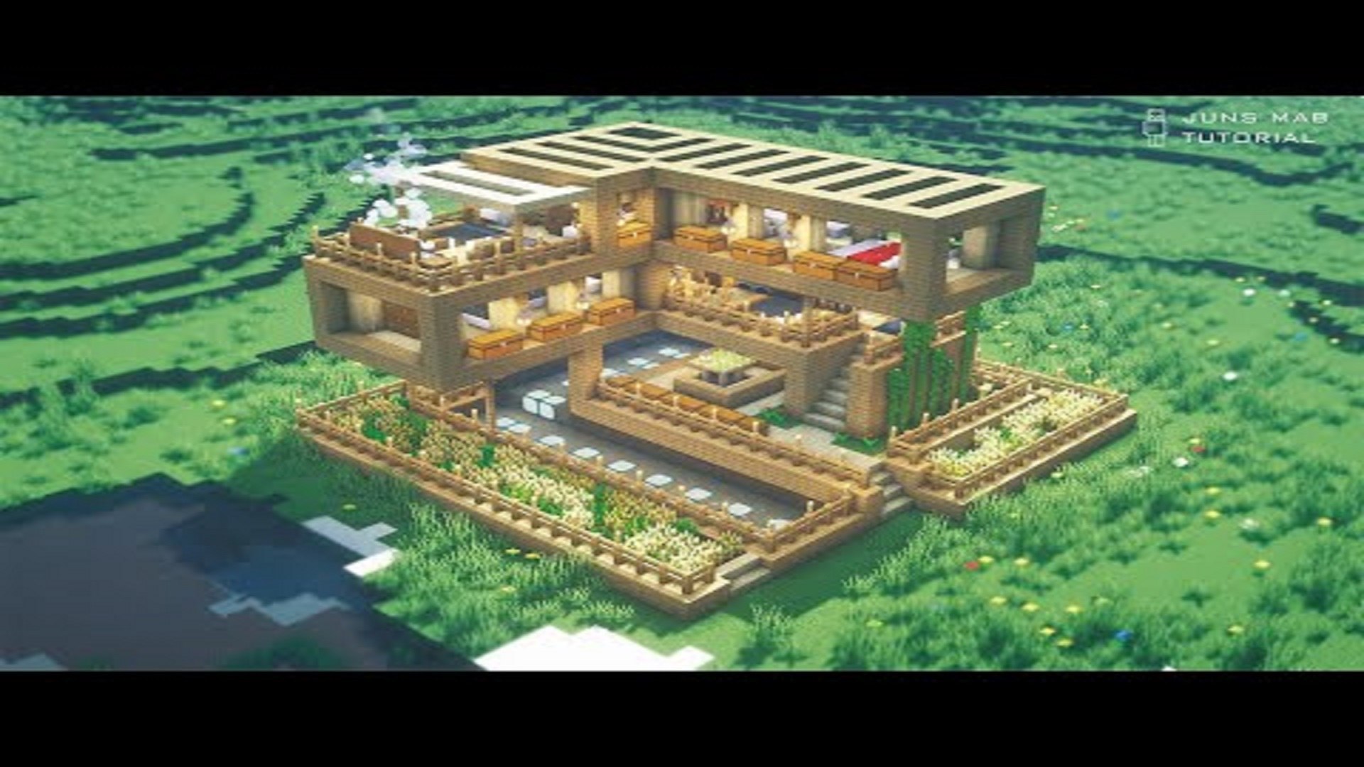 Minecraft How to Build a Wooden House ｜Minecraft Modern House Tutorial (3_100)